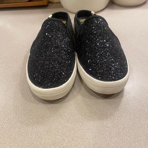 Keds x Kate Spade NY Double Decker Black Glitter Slip On Mules